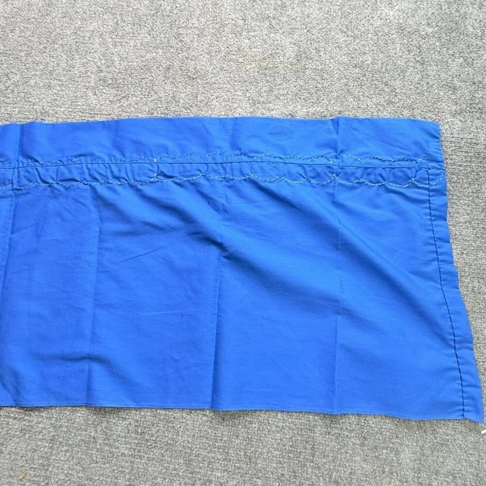 Handmade Blue Table Runner 53x17 Boho Retro Raised Fabric Flower Trim Cottage‎